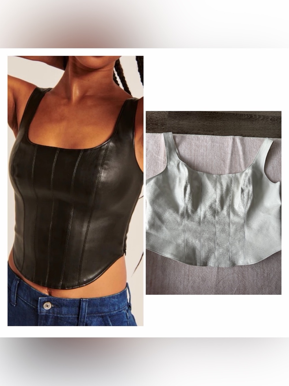 Abercrombie & Fitch Vegan Leather Corset Scoopneck Top